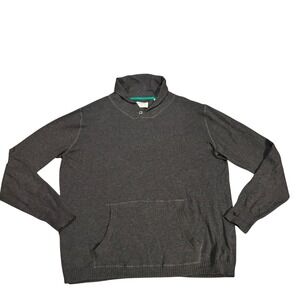 Linksoul Mens XL Cotton Cashmere Shawl Collar Sweater Gray Kangaroo Pocket Golf